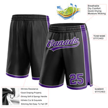 Laden Sie das Bild in den Galerie-Viewer, Custom Black Purple-White Authentic Basketball Shorts
