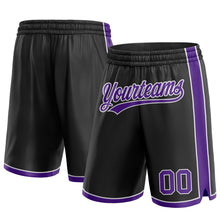 Laden Sie das Bild in den Galerie-Viewer, Custom Black Purple-White Authentic Basketball Shorts
