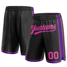 Laden Sie das Bild in den Galerie-Viewer, Custom Black Pink-Purple Authentic Basketball Shorts
