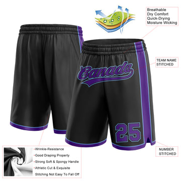 Custom Black Purple-Light Blue Authentic Basketball Shorts