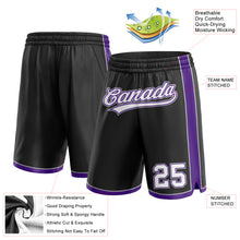 Laden Sie das Bild in den Galerie-Viewer, Custom Black White Purple-Gray Authentic Basketball Shorts
