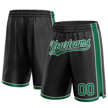 Load image into Gallery viewer, Custom Black Kelly Green-White Authentic Basketball Shorts
