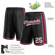 Laden Sie das Bild in den Galerie-Viewer, Custom Black White-Maroon Authentic Basketball Shorts
