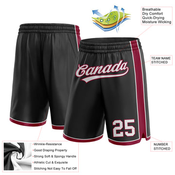 Custom Black White-Maroon Authentic Basketball Shorts