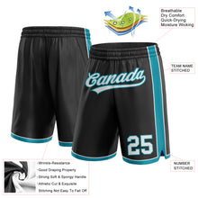 Laden Sie das Bild in den Galerie-Viewer, Custom Black White-Teal Authentic Basketball Shorts
