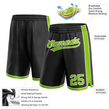 Custom Black Neon Green-White Authentic Basketball Shorts