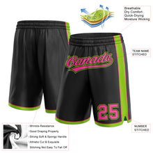 Laden Sie das Bild in den Galerie-Viewer, Custom Black Pink-Neon Green Authentic Basketball Shorts
