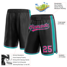 Laden Sie das Bild in den Galerie-Viewer, Custom Black Pink-Aqua Authentic Basketball Shorts
