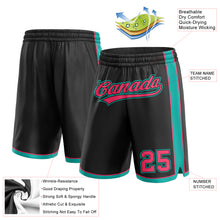 Laden Sie das Bild in den Galerie-Viewer, Custom Black Neon Pink-Aqua Authentic Basketball Shorts
