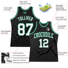 Загрузить изображение в средство просмотра галереи, Custom Black White-Kelly Green Authentic Throwback Basketball Jersey
