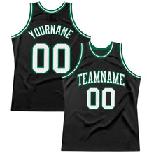 Загрузить изображение в средство просмотра галереи, Custom Black White-Kelly Green Authentic Throwback Basketball Jersey
