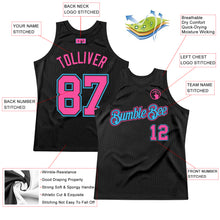 Загрузить изображение в средство просмотра галереи, Custom Black Pink-Sky Blue Authentic Throwback Basketball Jersey
