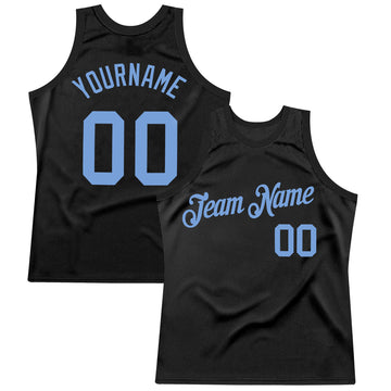 Custom Black Light Blue Authentic Throwback Basketball Jersey