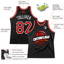 Load image into Gallery viewer, Custom Black Red-White Authentic Throwback Basketball Jersey
