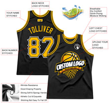 Загрузить изображение в средство просмотра галереи, Custom Black Gold-White Authentic Throwback Basketball Jersey
