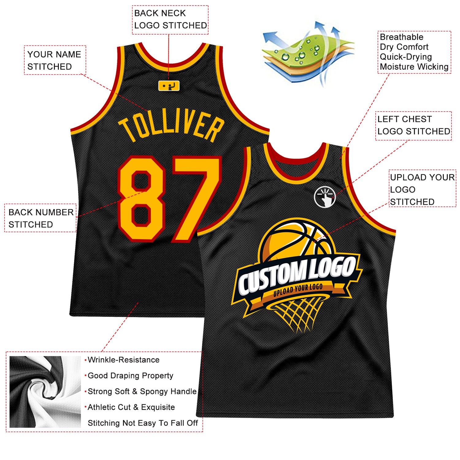 Cheap Custom Red Black-Gold Authentic Fade Fashion Basketball Jersey Free  Shipping – CustomJerseysPro