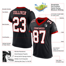 Laden Sie das Bild in den Galerie-Viewer, Custom Black White-Red Mesh Authentic Football Jersey
