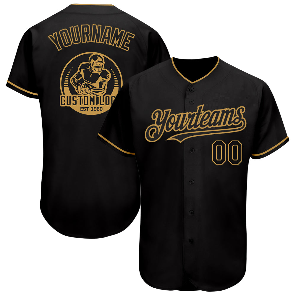 Custom Black Old Gold Authentic Baseball Jersey