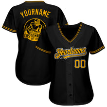 Load image into Gallery viewer, Custom Black Gold-White Authentic Baseball Jersey
