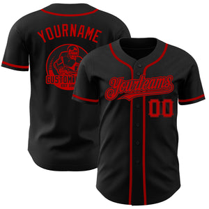 Custom Black Red Authentic Baseball Jersey