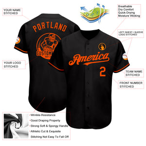 Custom Black Orange Authentic Baseball Jersey