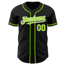 Load image into Gallery viewer, Custom Black Neon Green-White Authentic Baseball Jersey
