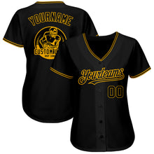 Load image into Gallery viewer, Custom Black Gold Authentic Baseball Jersey
