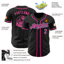 Laden Sie das Bild in den Galerie-Viewer, Custom Black White Pinstripe Pink-Light Blue Authentic Baseball Jersey
