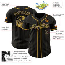 Load image into Gallery viewer, Custom Black Old Gold Pinstripe Old Gold Authentic Baseball Jersey
