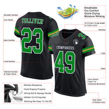 Laden Sie das Bild in den Galerie-Viewer, Custom Black Grass Green-Old Gold Mesh Authentic Football Jersey
