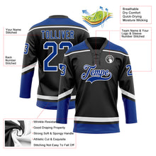Load image into Gallery viewer, Custom Black Royal-White Hockey Lace Neck Jersey
