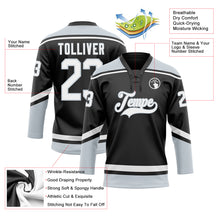 Load image into Gallery viewer, Custom Black White-Silver Hockey Lace Neck Jersey
