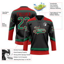 Laden Sie das Bild in den Galerie-Viewer, Custom Black Kelly Green-Red Hockey Lace Neck Jersey
