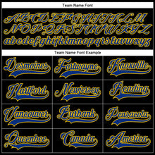Load image into Gallery viewer, Custom Black Royal-Yellow Hockey Lace Neck Jersey
