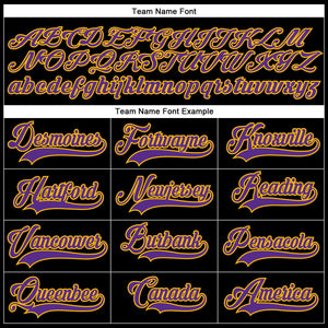 Custom Black Purple-Gold Hockey Lace Neck Jersey