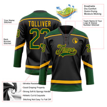 Laden Sie das Bild in den Galerie-Viewer, Custom Black Green-Gold Hockey Lace Neck Jersey
