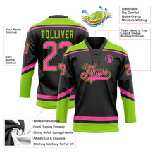 Load image into Gallery viewer, Custom Black Pink-Neon Green Hockey Lace Neck Jersey
