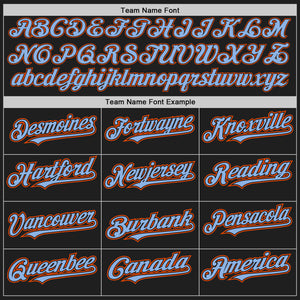 Custom Black Orange-Light Blue Authentic Baseball Jersey