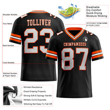 Load image into Gallery viewer, Custom Black White-Orange Mesh Authentic Football Jersey
