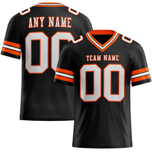 Load image into Gallery viewer, Custom Black White-Orange Mesh Authentic Football Jersey
