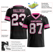 Laden Sie das Bild in den Galerie-Viewer, Custom Black White-Pink Mesh Authentic Football Jersey
