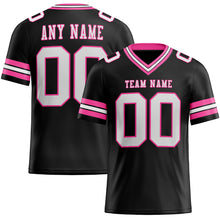 Laden Sie das Bild in den Galerie-Viewer, Custom Black White-Pink Mesh Authentic Football Jersey
