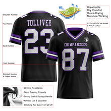 Charger l&#39;image dans la galerie, Custom Black White-Purple Mesh Authentic Football Jersey

