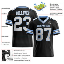 Load image into Gallery viewer, Custom Black White-Light Blue Mesh Authentic Football Jersey
