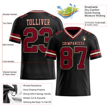 Laden Sie das Bild in den Galerie-Viewer, Custom Black Crimson-City Cream Mesh Authentic Football Jersey
