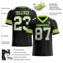 Load image into Gallery viewer, Custom Black White-Neon Green Mesh Authentic Football Jersey
