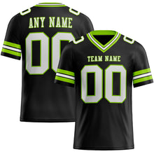 Load image into Gallery viewer, Custom Black White-Neon Green Mesh Authentic Football Jersey
