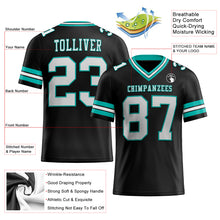 Load image into Gallery viewer, Custom Black White-Aqua Mesh Authentic Football Jersey
