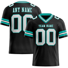 Load image into Gallery viewer, Custom Black White-Aqua Mesh Authentic Football Jersey
