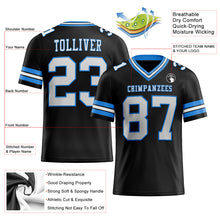 Load image into Gallery viewer, Custom Black White-Electric Blue Mesh Authentic Football Jersey
